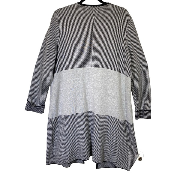 Kasper women's size XL color block duster open front cardigan sweater black grey - Picture 4 of 6